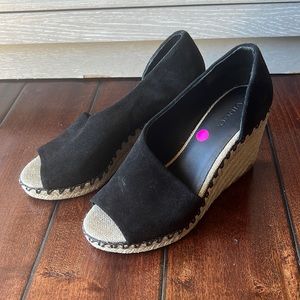 Vince black wedge espadrilles suede leather ~ size 6